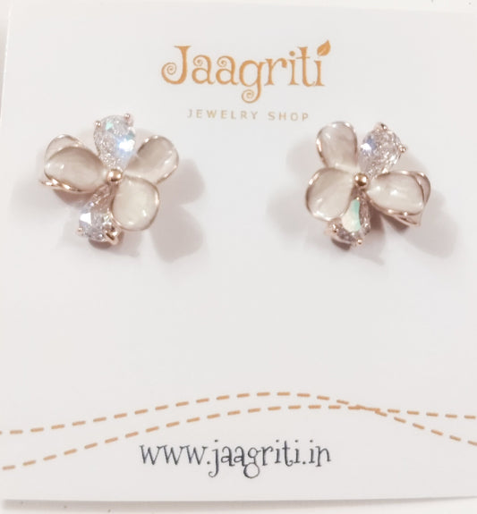 Rose Gold Floral Design Earrings