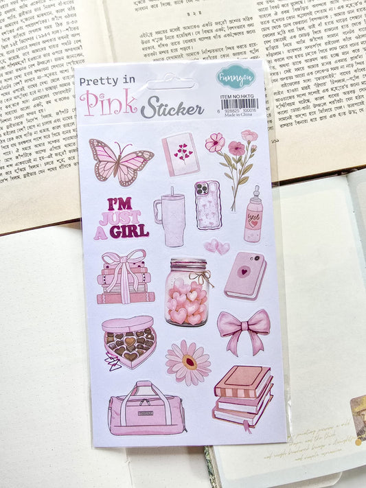 HKTG | Pretty In Pink Decorative Pre Cut Sticker 1pcs  | 21×12.5