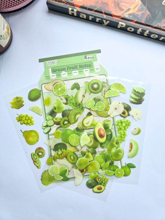 GQSG-602 | Pre Cut Sticker | Fruit| Green Fruit Notes | 4 Pcs | 100*150mm