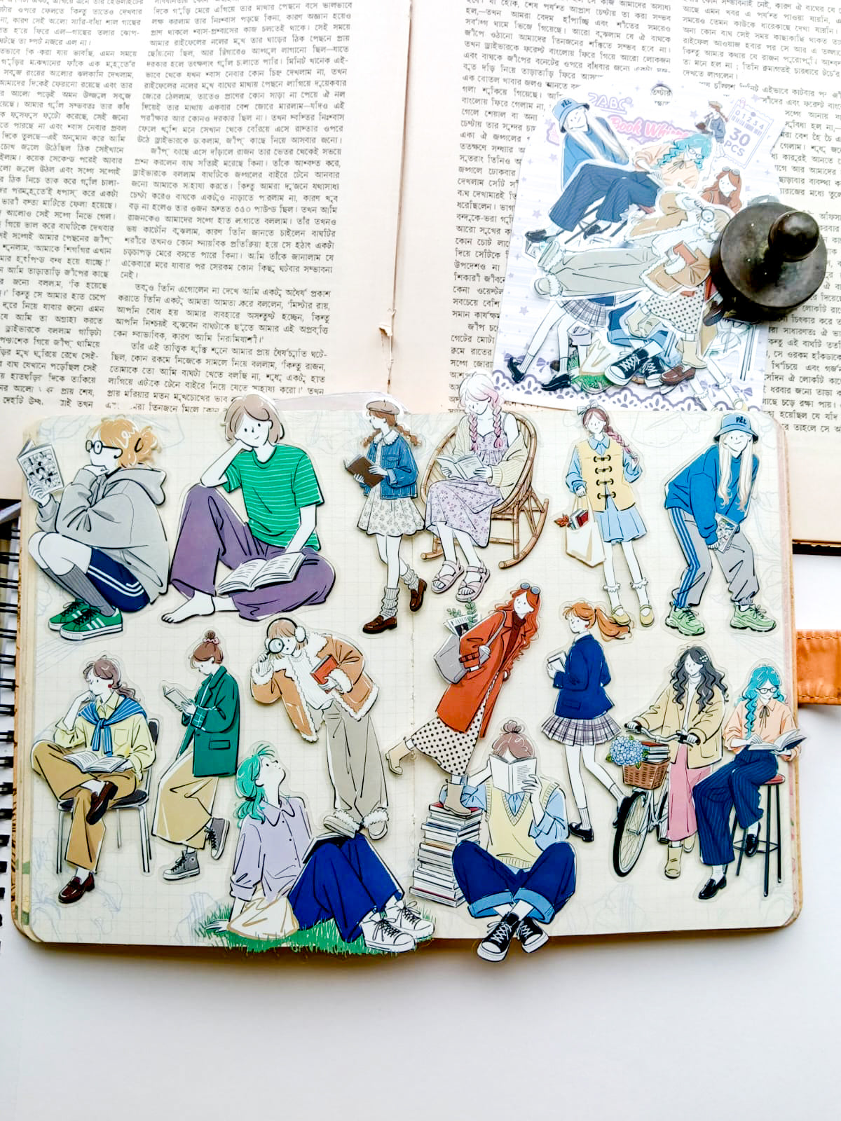 YRSH-602 | Spring Book Whisper   Character Sticker 30Pcs PET | 70* 80mm