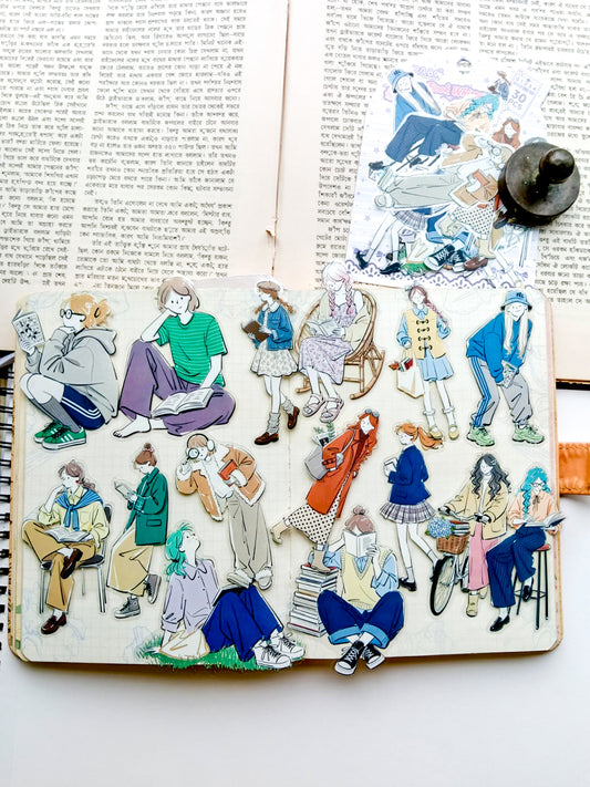 YRSH-602 | Spring Book Whisper   Character Sticker 30Pcs PET | 70* 80mm