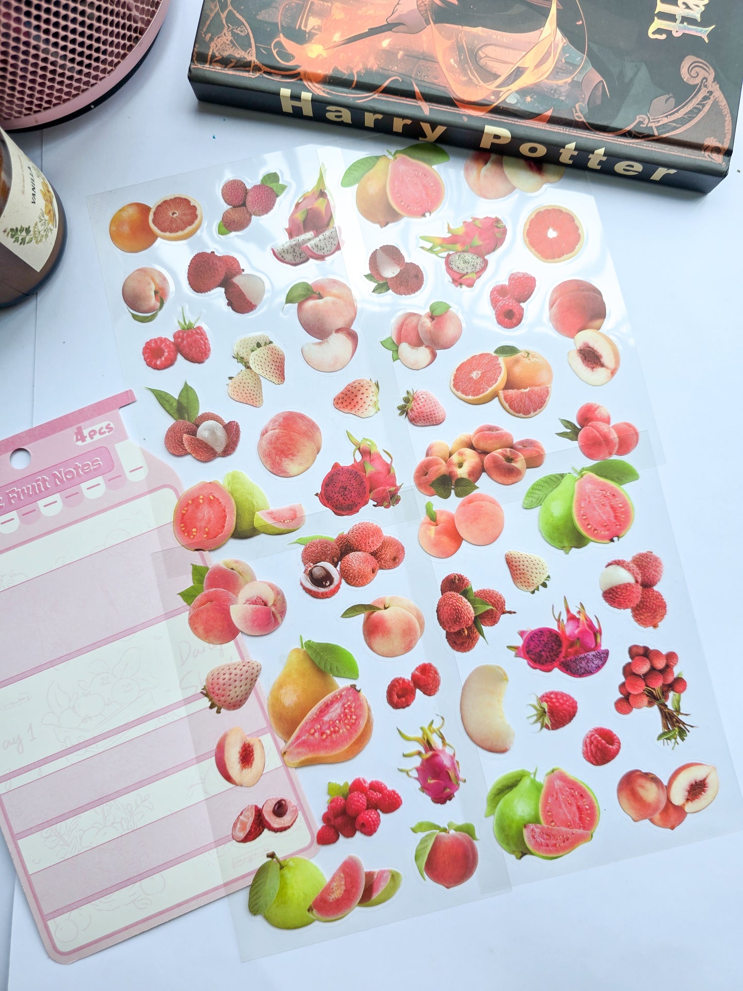 GQSG-606 | Pre Cut Sticker | Fruit| Pink Fruit Notes | 4 Pcs | 100*150mm
