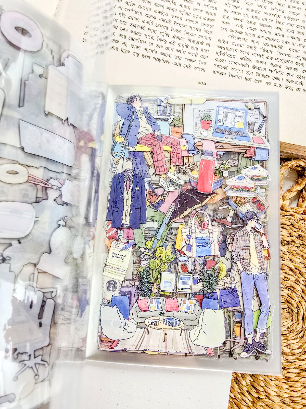 SHBJL-402 | Routine Workoay  Character Sticker Book Over 400 Aesthetic PET Sticker daily-life themed | 100* 150mm 20Pcs