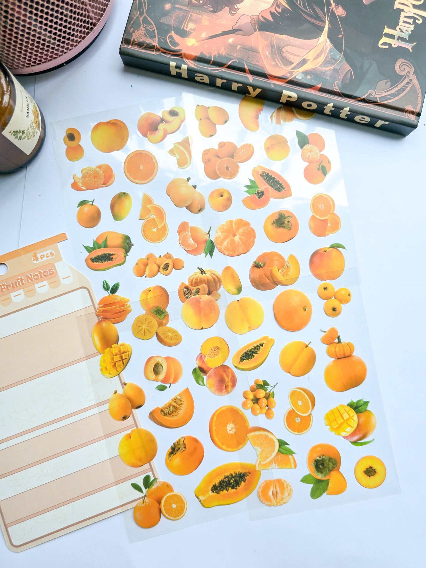 GQSG-604 | Orange Fruit Notes Sticker| PET |Pre Cut Sticker 4Pcs Sticker Set | 100* 150mm |