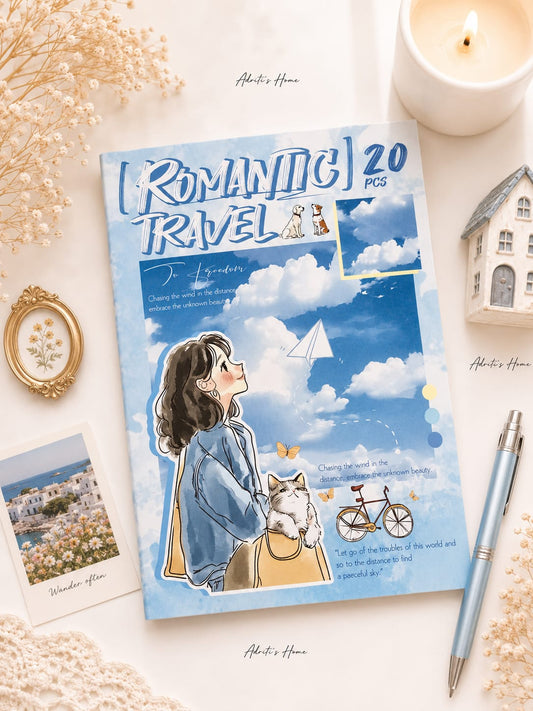 ZZPF-401| Cute Romantic Travel Themed PET Sticker Book | 20 Pcs Sticker Book