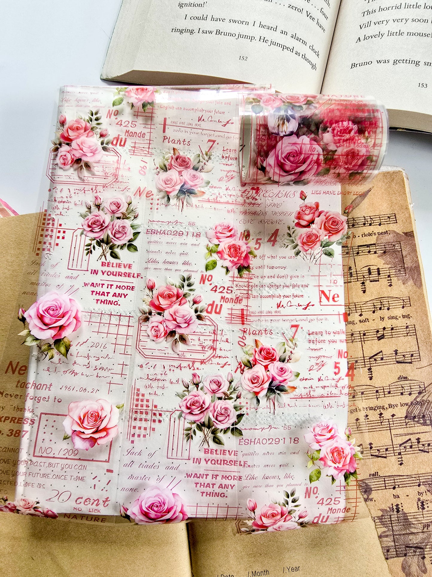 CNHD-202 | Late Sunset Rose Place  Branded 1 pcs Featuring Floral And Vintage Stamp Designs | 300mm