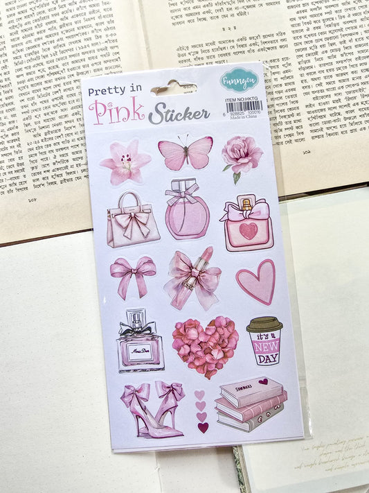 HKTG | Pretty In Pink Decorative Pre Cut Sticker 1pcs  | 21×12.5