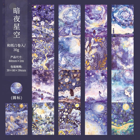 MHD- SJHJ005 Painting Seasons Blue| Paper Sticker Roll 80mm x 2m