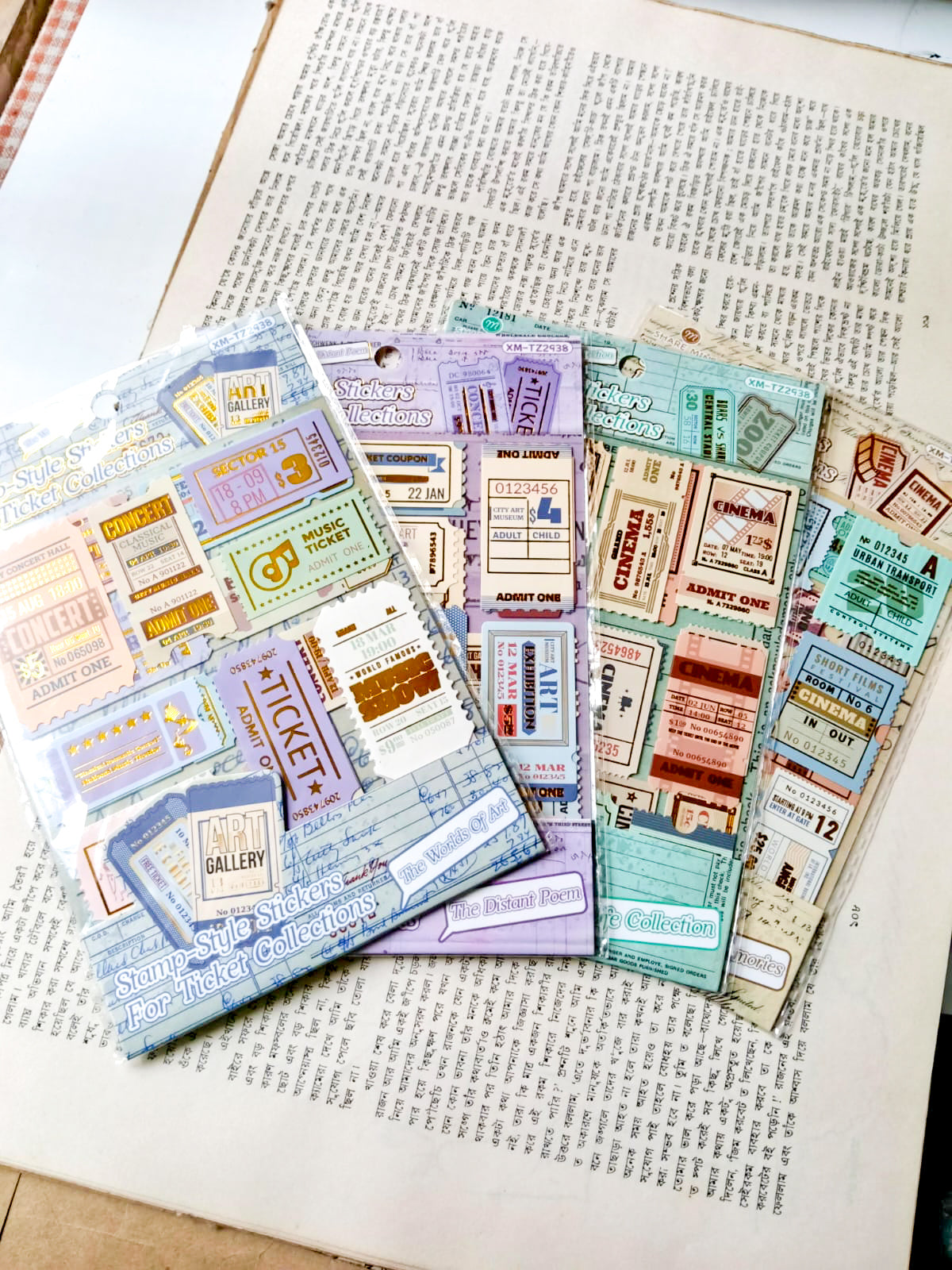 XM-TZ2938 | Stamp-Style Stickers For Ticket Collections | 4pcs | 18.6×12mm