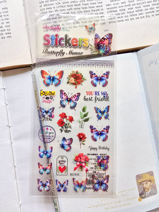 SC-012 | Butterfly Manor 1pcs Transparent PET Sticker | 9.3×21.2cm