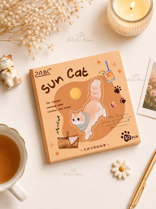 MRZYT-402| 20-Sheet PET Pet Theme Sticker Books Featuring Die-Cut Sun  Cat Designs | 80*80mm .