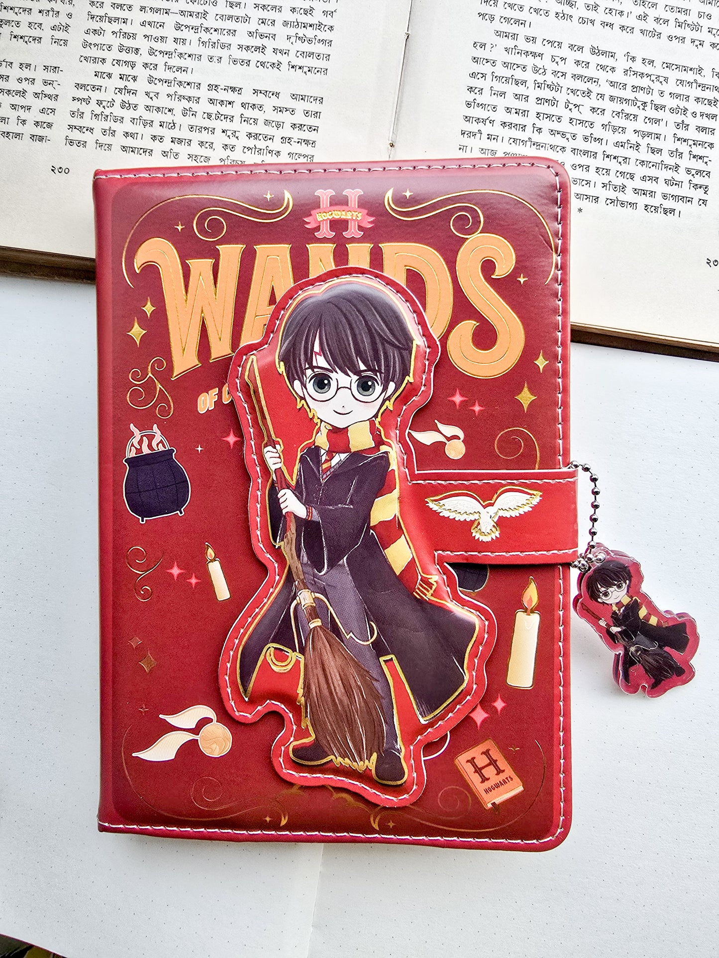 MG26610 | Harry Potter themed Notebook Featuring a 3D Chibi-Style Character On The Cover .Lock To Keep It Closed Securely