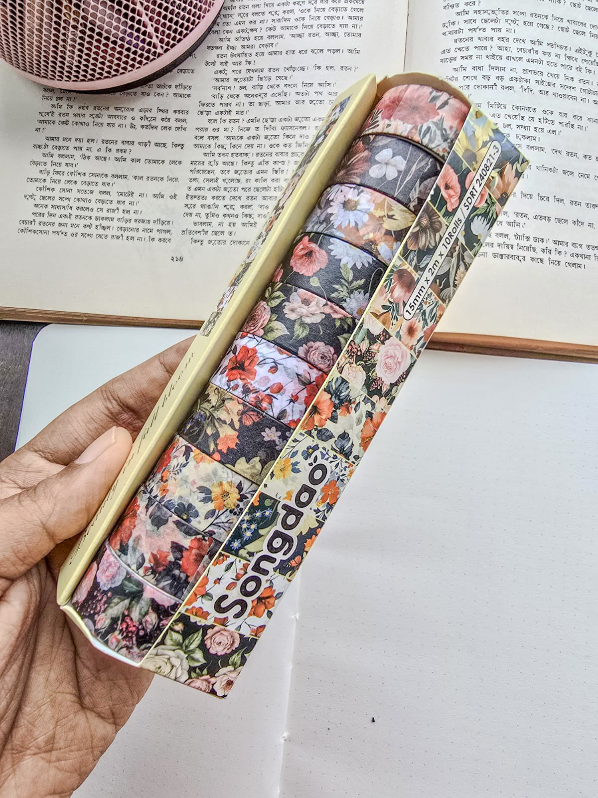 SDRT8213 | Beauty In Full Bloom Colour Full Flowers Washi Tape 10pcs Rolls |15mm×2m×10Rolls