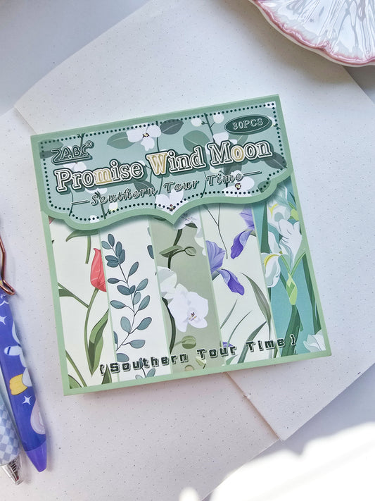 NXSG-602 |G4| Promise Wind Moon|Journal Paper| Floral Vintage Paper|GreenTheme|120*120mm 30 Pcs