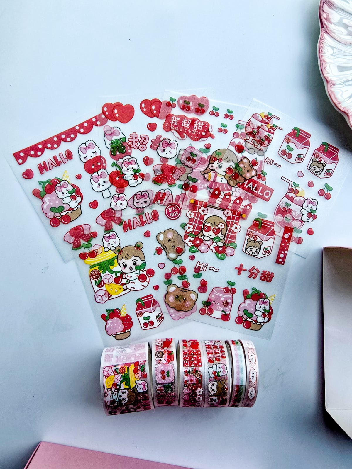 KQ-22401 | Kawaii Washi Tape & Kawaii Sticker Box Set | Waterproof Transparent PET Washi & Sticker |