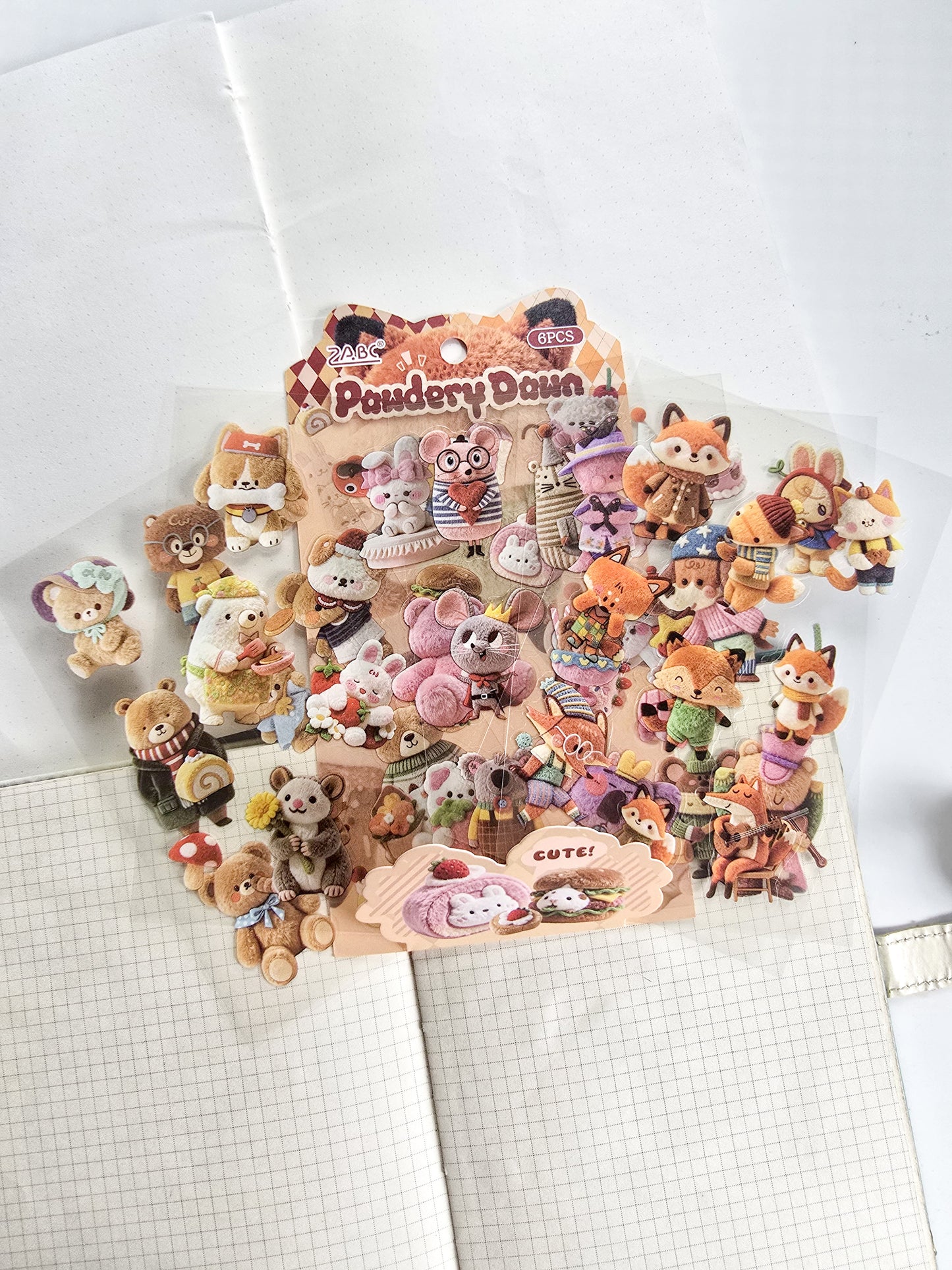 RRMY-402 | POWDERY DOWN Kawaii Sticker | 6pcs Sticker sheet |