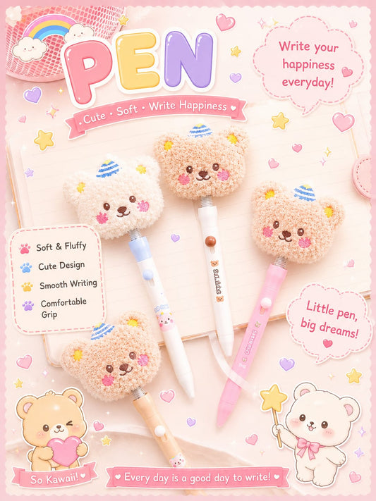 XM-022 | Kawaii Plush Bear 1pcs Gel Pen  |
