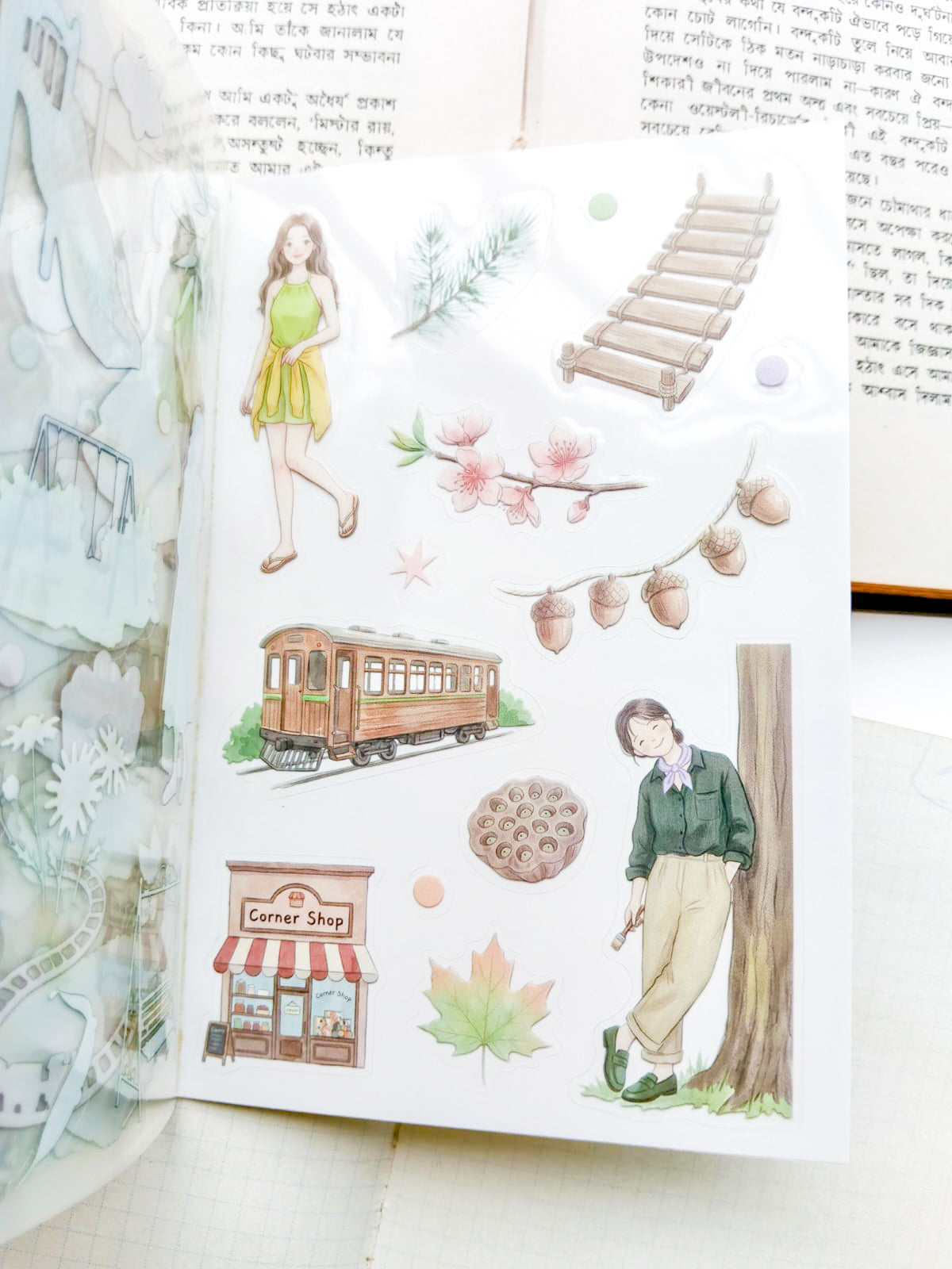 RJMH-402 | Spring Walk Vintage Journal Aesthetic Theme Sticker Book 20Pcs Over 400 Stickers | 150* 100mm