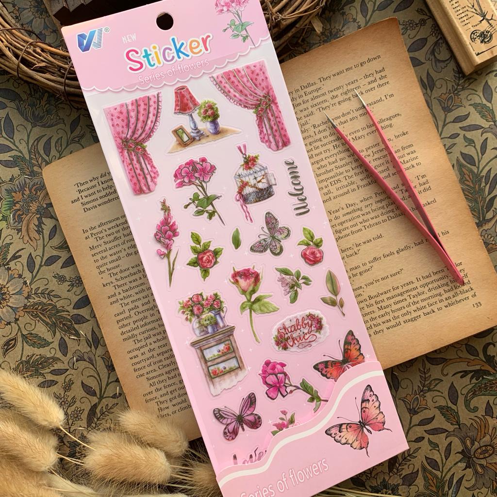 WXSU #4 Transparent Floral Pet Stickers