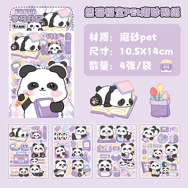 DS-0401|G-9| Panda Translucent Kawaii Sticker| PET | 4 Sheets | 105*180mm