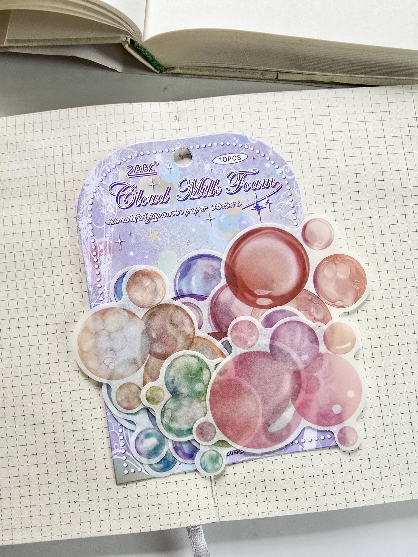 QXHM-606 |Motel Milk Foam Beautiful Japanese Paper Stickers 10pcs | 110*70mm