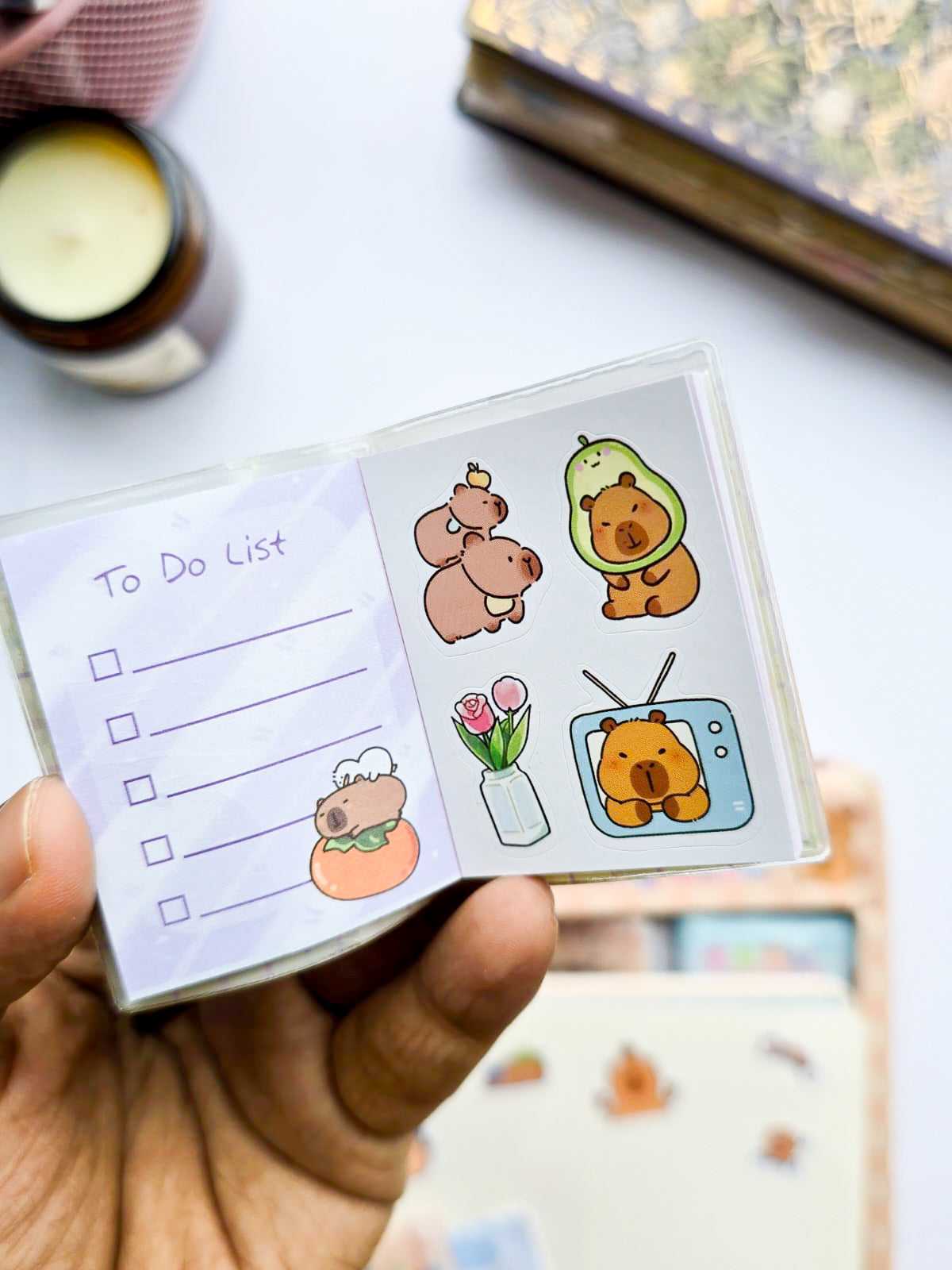 XM-B2 | Mini Sharing Book | Capybara-Themed Pocket Mini Note Book | Random 1pcs |6×4.5mm