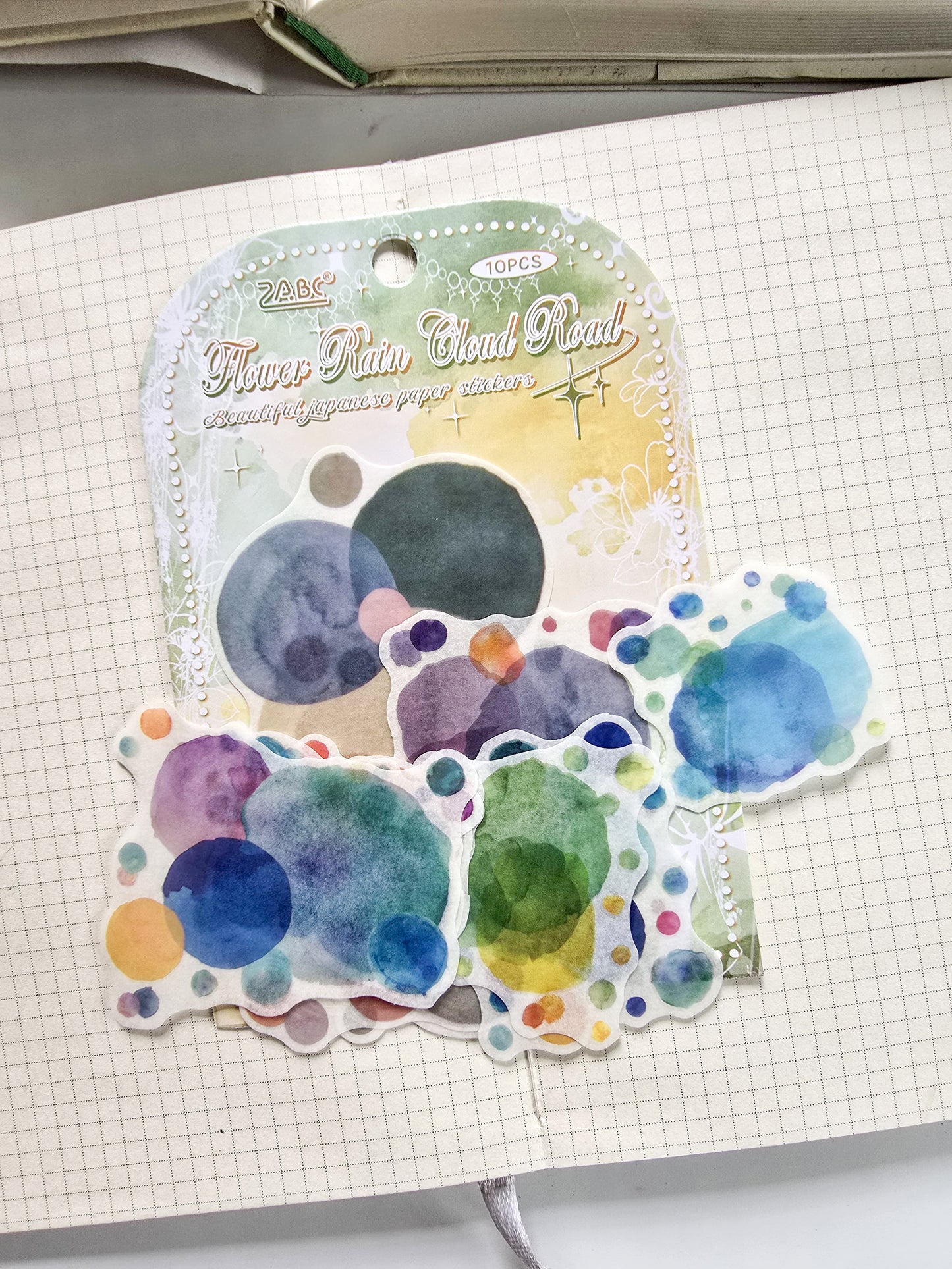 QXHM-604 | Flower Rain Cloud Road Beautiful Japanese Paper Stickers 10pcs | 110*70mm