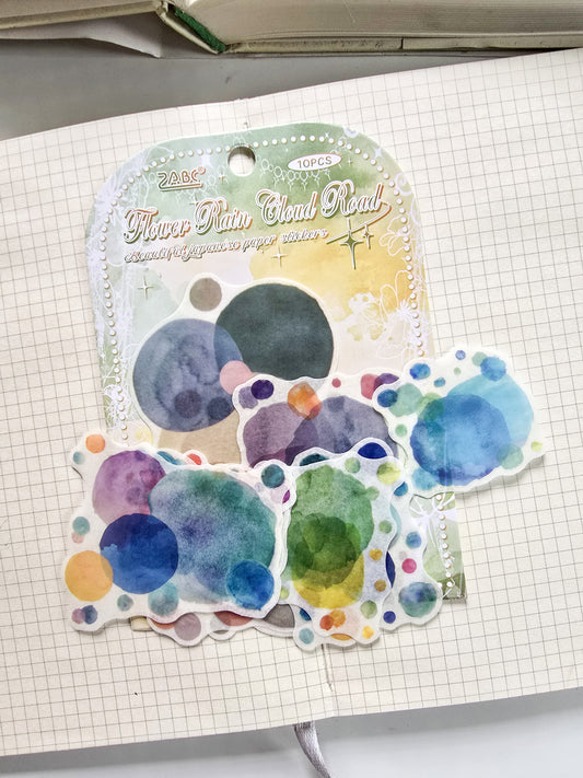 QXHM-604 | Flower Rain Cloud Road Beautiful Japanese Paper Stickers 10pcs | 110*70mm