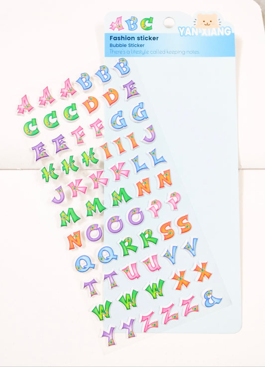 YX-155 |G-9| Alphabet sticker Colourful F 1 Sheet