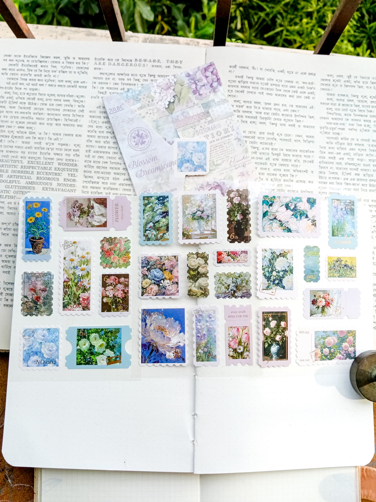 HJSGJ-601 | Blossom Dreamscape Flower Letter Collection Time Stamp Sticker Album 3pcs |100* 150mm