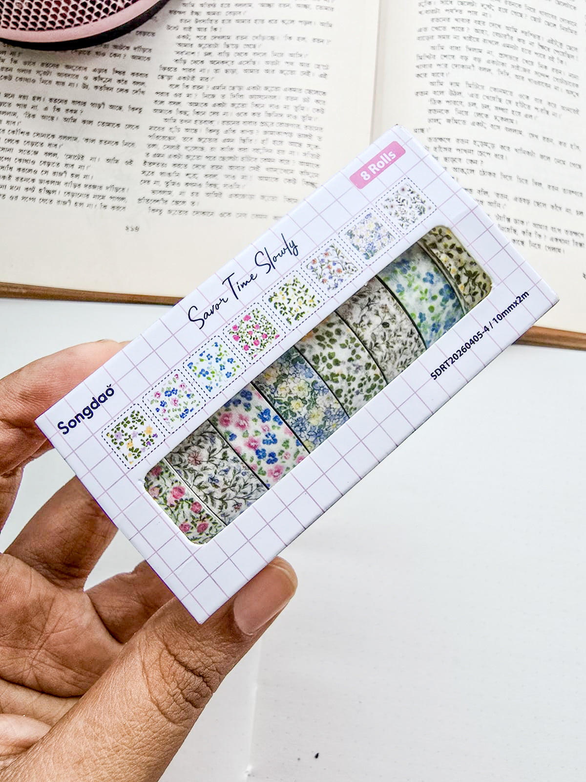 SDRT4054 | Colour Full Flowers Washi Tape Set containing 8pcs Rolls Of Decorative Masking Tape10mm×2mm×8