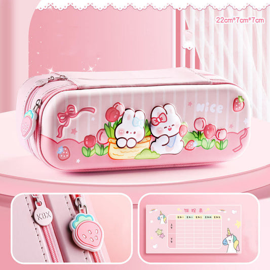 KBX-1062A| Double Layer Space Pencil Case,3D Cover  Pencil Zipper Pouch Bag,Compass School Kids Stylish Pen Holder Stationery Box |
