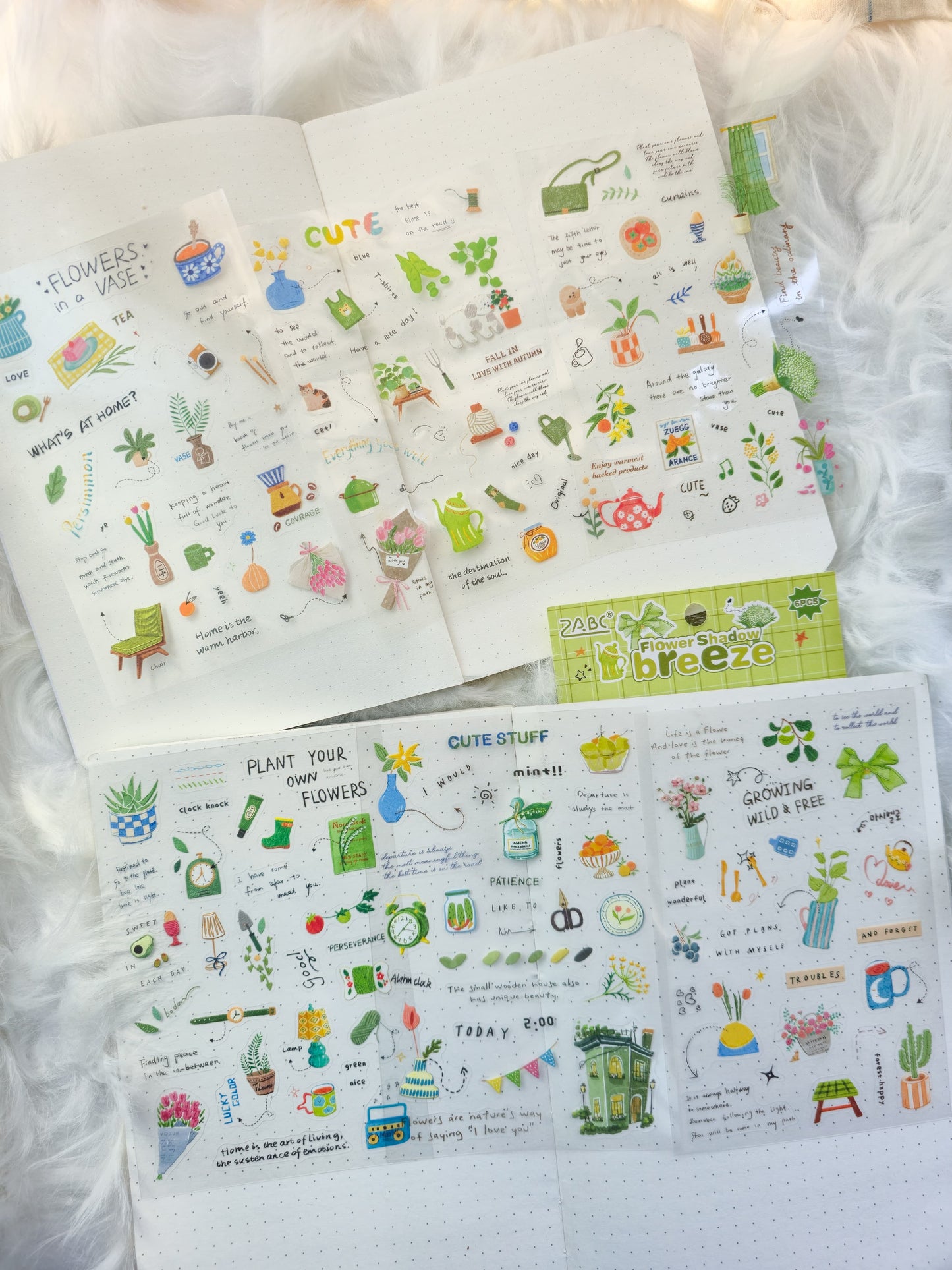 QSMJ403 Flower Shadow Breeze | Lifestyle Sticker | 6 Sticker Sheets | Precut | Pink