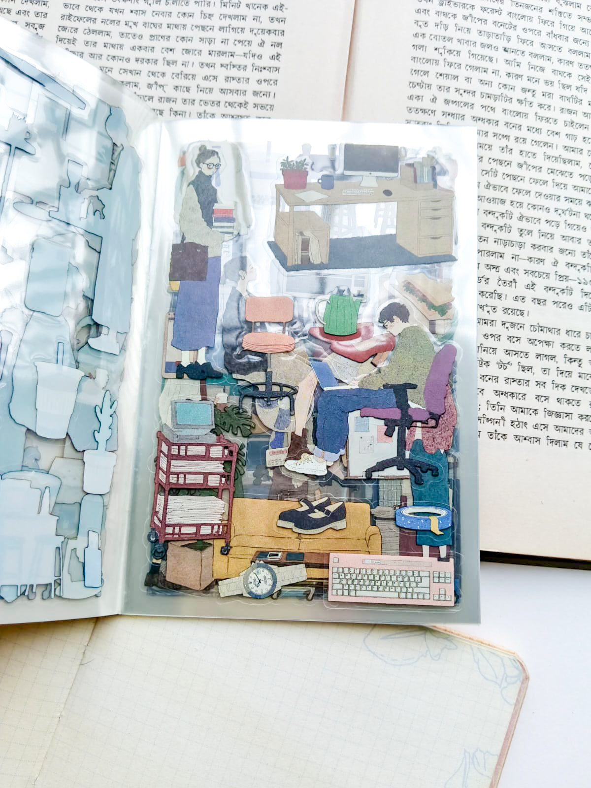 MLSHL-401 | Action Space Character Sticker Book Over 400 Aesthetic PET Sticker daily-life themed | 100* 150mm 20Pcs