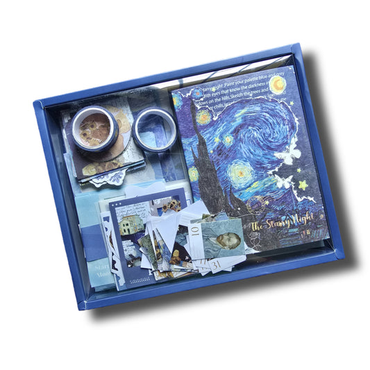 Journal Kit with Notebook| Journal Paper, Ruled Journal, Stickers Combo - The Starry Night