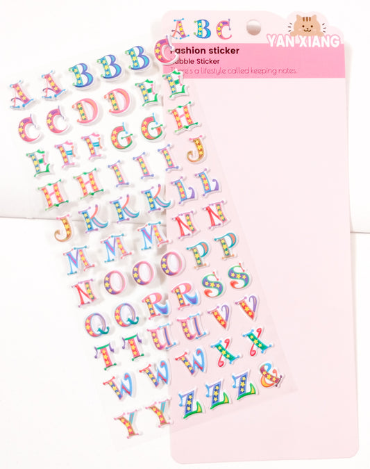 YX-153 |G-9| Alphabet sticker Colourful F 1 Sheet