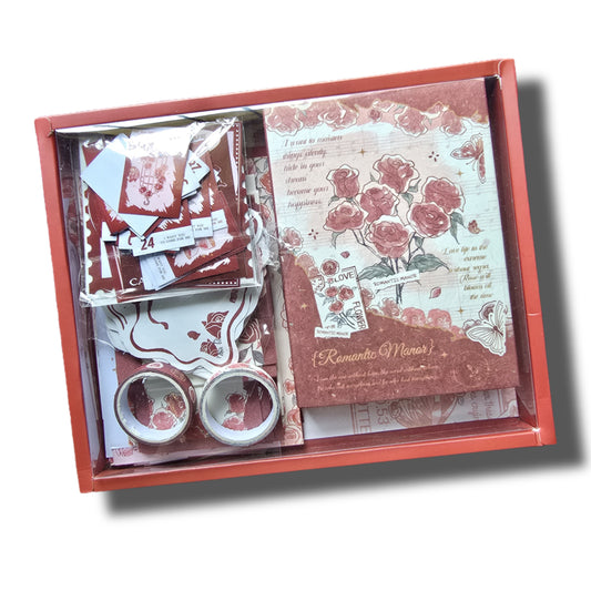 Journal Kit with Notebook| Journal Paper, Ruled Journal, Stickers Combo - Romantic Manor
