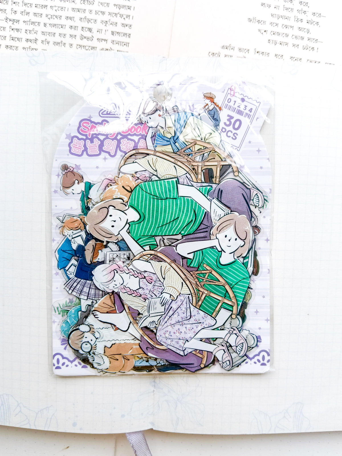 YRSH-602 | Spring Book Whisper   Character Sticker 30Pcs PET | 70* 80mm