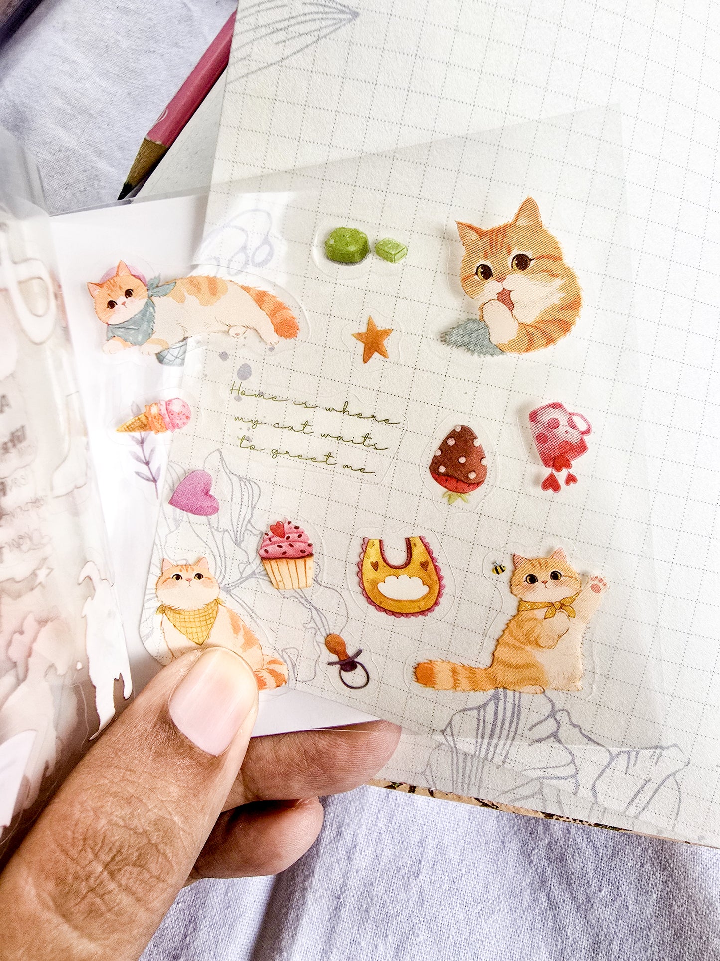 MRZYT-402| 20-Sheet PET Pet Theme Sticker Books Featuring Die-Cut Sun  Cat Designs | 80*80mm .