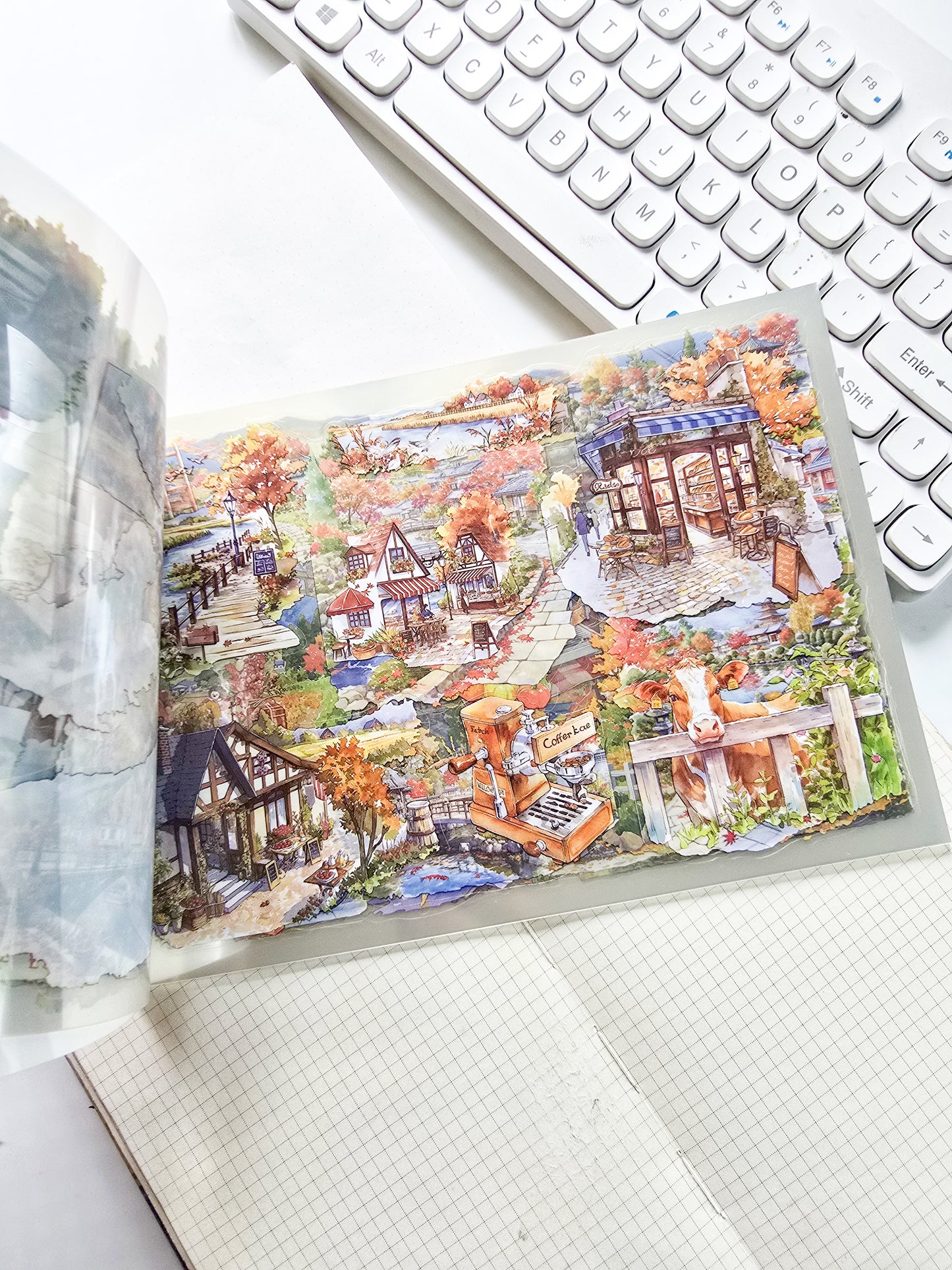 SSFW403 Scenery PET Sticker Book | Precut | 235x167mm | 20 Pages | Premium Quality | Autumn Almanac