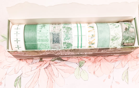 Yhk600C Vintage Washi Tape Set Of 10 Green 2m