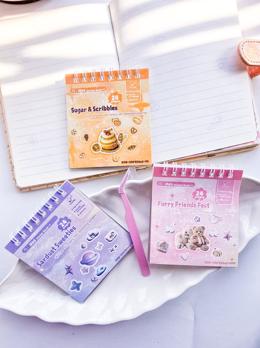 DSB-2361 | Mini Sticker Books With Craft Tweezer | 72pages  Kawaii Glitter sticker Book | tiny sticker for planner |