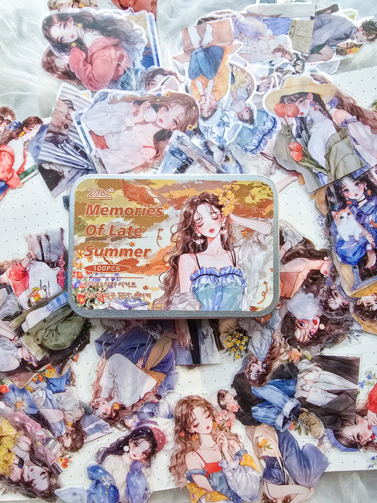 SGSX-4-01 | Rd| Memories of Late Summer |Transparent Character Sticker | PET | 100 PCS |