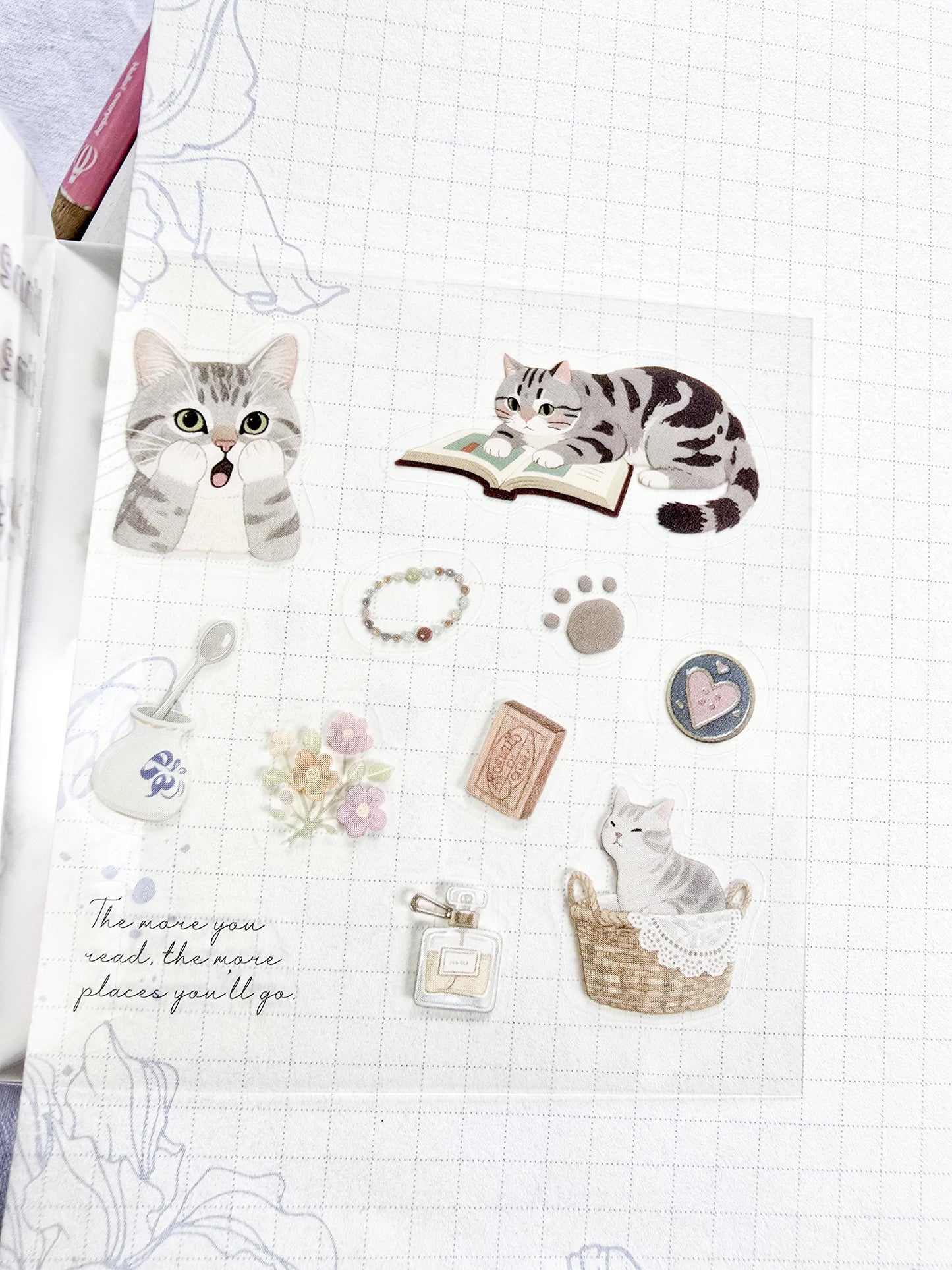 MRZYT-401 |20-Sheet PET Pet Theme Sticker Books Featuring Die-Cut Grey  Cat Designs | 80*80mm .