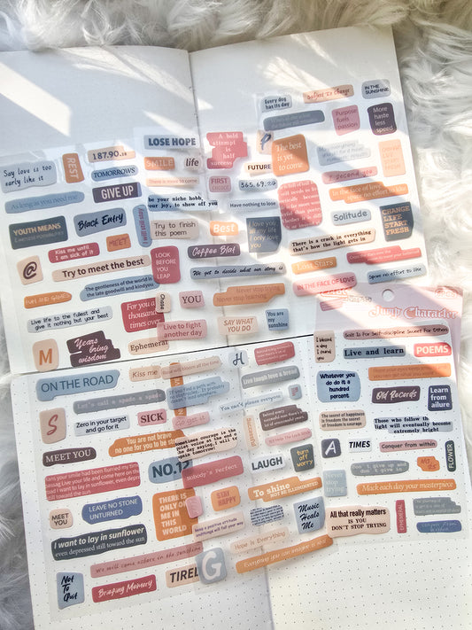 Xyjt601|G10|  Phase Sticker | Transparent Sticker  | Set of 6 Sticker Sheet | Pre Cut Stickers | Kiss Cut Stickers