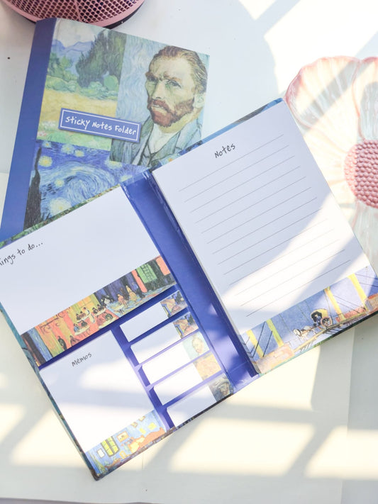YSD-9827 | Van Gogh Folder Sticky Notes memo Paids | 112×167mm| 8 SETS × 70 Pages