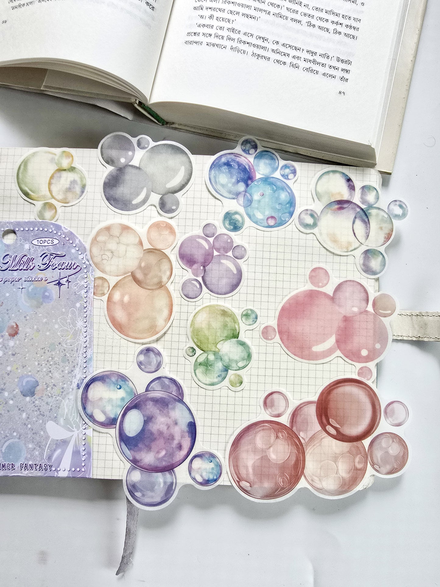 QXHM-606 |Motel Milk Foam Beautiful Japanese Paper Stickers 10pcs | 110*70mm