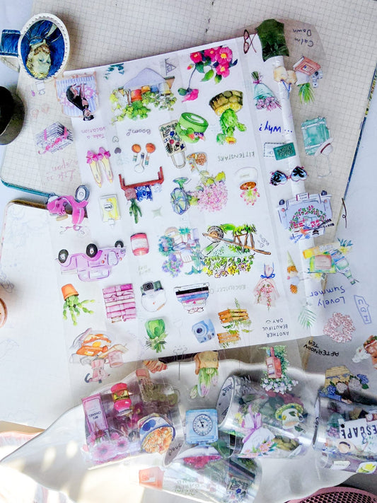 DYSH-201 | PET | Pear Clouds With Rain | 1 Pcs Sticker Roll | 60*2/380mm |