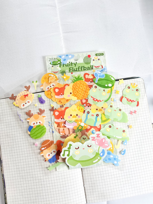 TMTY-605 | PET | Cute Sticker|Kawaii |Fruity Fluffball| 4 Pcs Sticker | 150*100mm