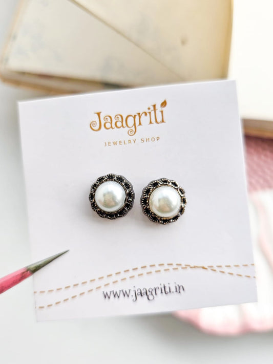 Oxidized Silver -Tone Stud Earrings